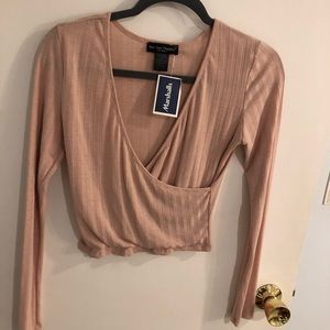 Soft pink wrap shirt